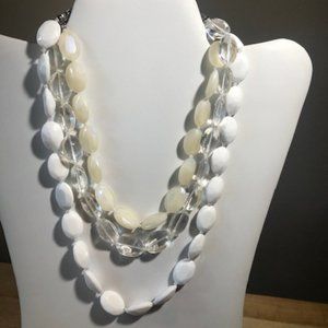 White, Cream, Clear Bead Necklace NWT